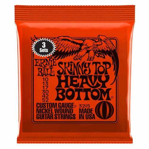 Ernie Ball Skinny Top Heavy Bottom Slinky Nickel Wound Electric Guitar Strings 3 Piece Pack, 10-52 Gauge