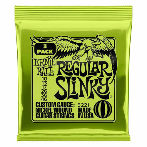 Ernie Ball Regular Slinky Nickel Wound Electric Guitar Strings 3 Pieces Pack, 10-46 Gauge