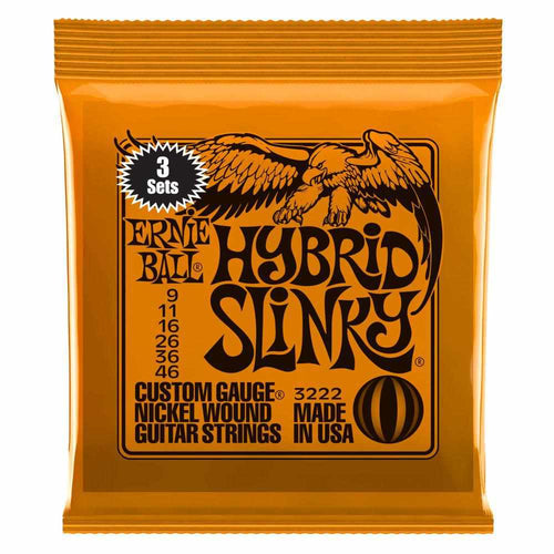 Ernie Ball Hybrid Slinky Nickel Wound Electric Guitar Strings 3 Pack, 9-46 Gauge