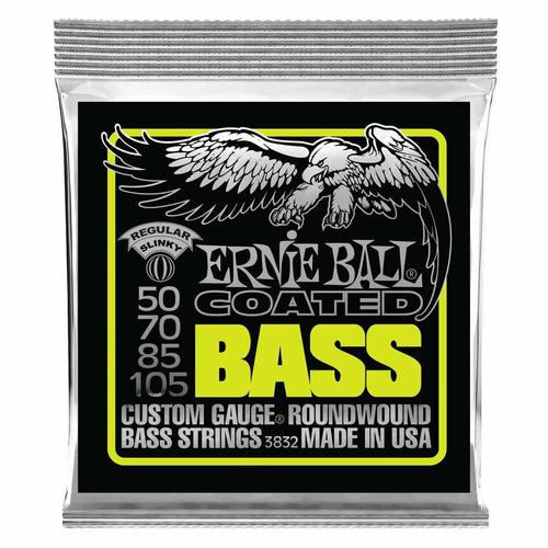 Ernie Ball Regular Slinky Coated Electric Bass Strings, 50-105 Gauge