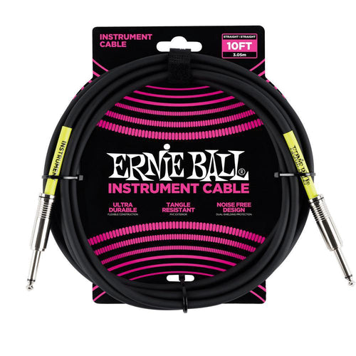 Ernie Ball 3 Meters Straight / Straight Instrument Cable, Black