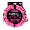Ernie Ball 7.5 Meter Braided Straight / Angle Instrument Cable Neon Pink