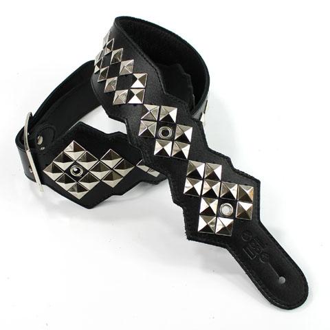 DSL Guitar Strap Leather 2.5" Pyramid Studs Tribute Series, DSL Straps, Haworth Music