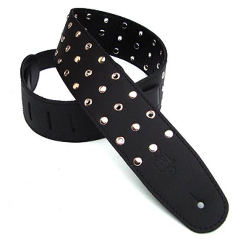 DSL Guitar Strap Leather 2.5" Small studs and eyelets, DSL Straps, Haworth Music