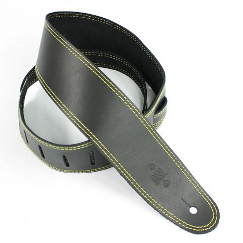 DSL Guitar Strap Leather 2.5" Yellow Stitching SGE25, DSL Straps, Haworth Music