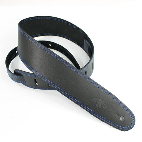 DSL Guitar Strap Leather 2.5" Blue Stitching SGE25, DSL Straps, Haworth Music