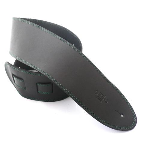 DSL Guitar Strap Leather 3.5" Green Stitching SGE35, DSL Straps, Haworth Music