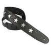 DSL Guitar Strap Leather 2.5" Black leather, silver stars STAR25, DSL Straps, Haworth Music