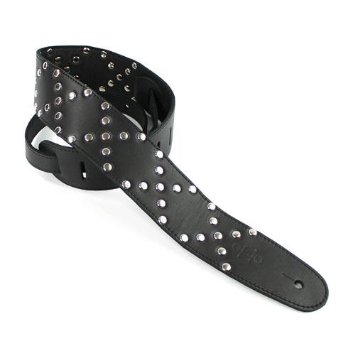 DSL Guitar Strap Leather 2.5" X Pattern studs, DSL Straps, Haworth Music