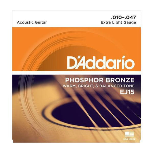 D'Addario EJ15 Phosphor Bronze Acoustic Guitar Strings 10-47, D'Addario, Haworth Music