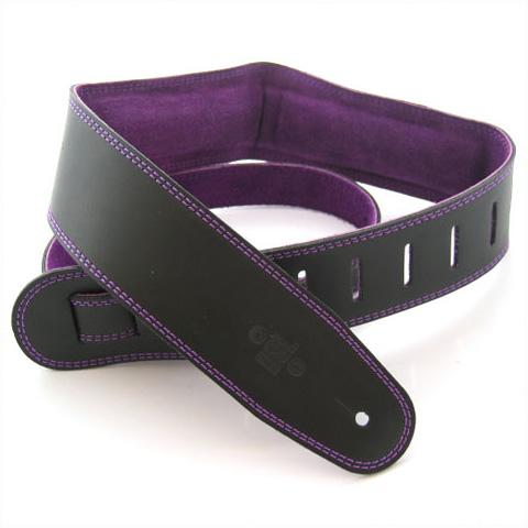 DSL Guitar Strap Leather 2.5" Purple suede backing GES25, DSL Straps, Haworth Music