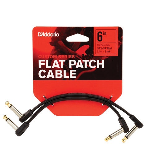 D'Addario Planet Waves - Offset Angled Flat Patch Cable -  6" Twin Pack