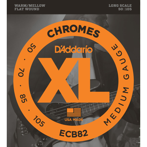 D'ADDARIO ECB82 CHROMES BASS GUITAR STRINGS, MEDIUM, 50-105, LONG SCALE